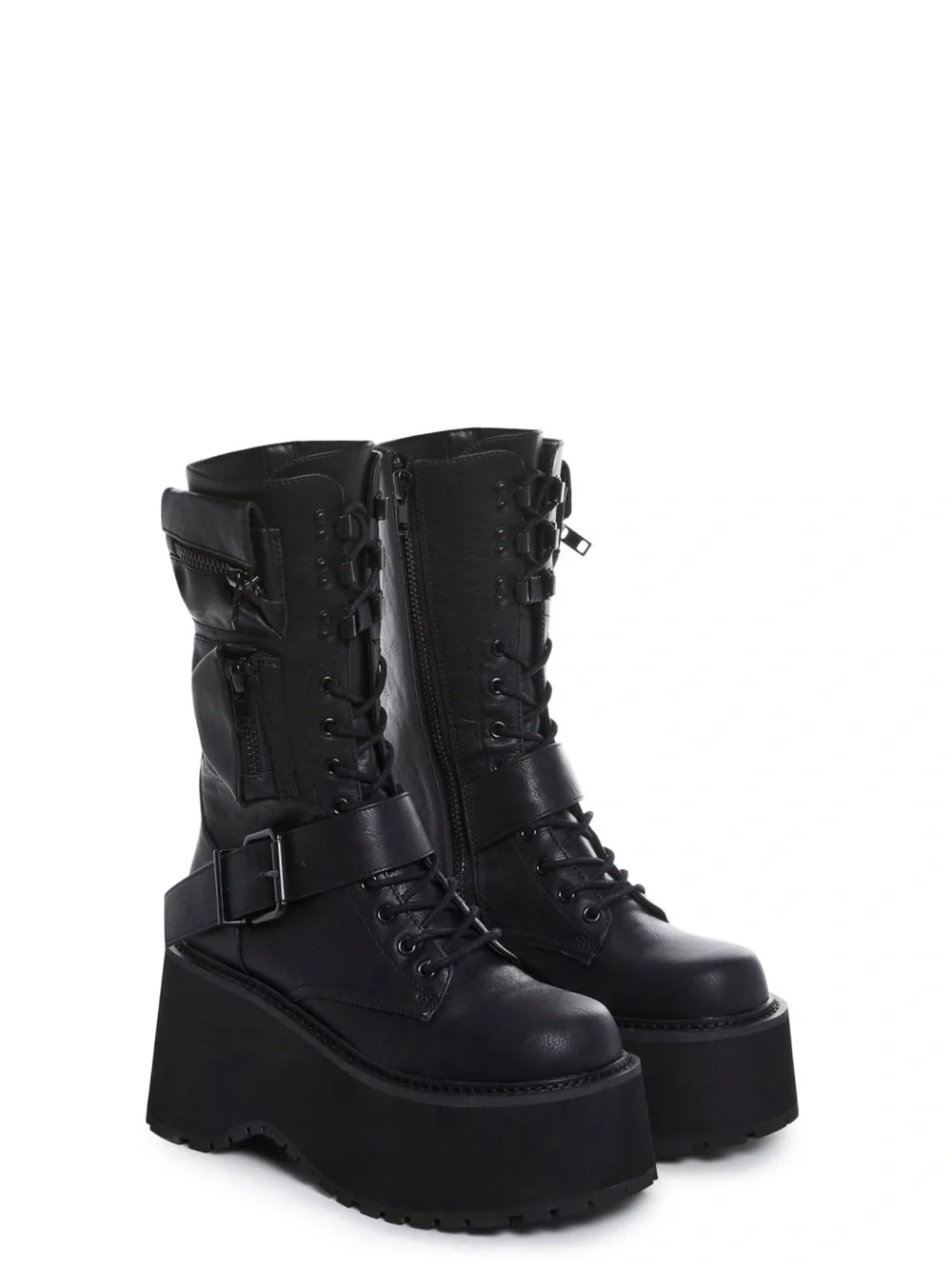 Current Mood Black Platform Combat Boots